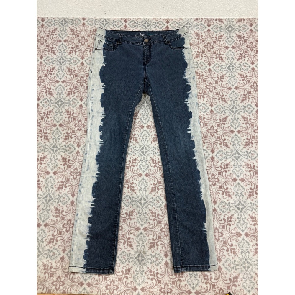 INC Skinny Leg Regular Fit Bleached Side Stripe Dark Wash Denim Jeans Size 12